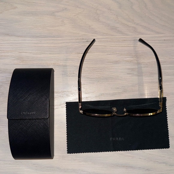 PRADA Engraved Logo Metal & Plastic Oval Sunglasses - Picture 8 of 10